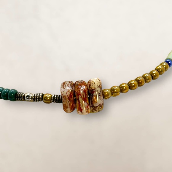 Desert Heart Multi Stone Beaded Handmade Bracelet Agate Turquoise Glass Jasper - Picture 7 of 7